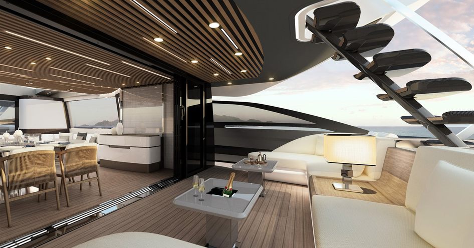 A graphic rendering of the Azimut Grande S10 superyacht