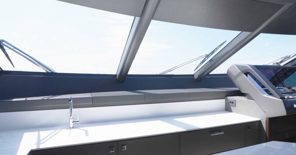 Sunseeker-88-Yacht-galley-under-windscreen