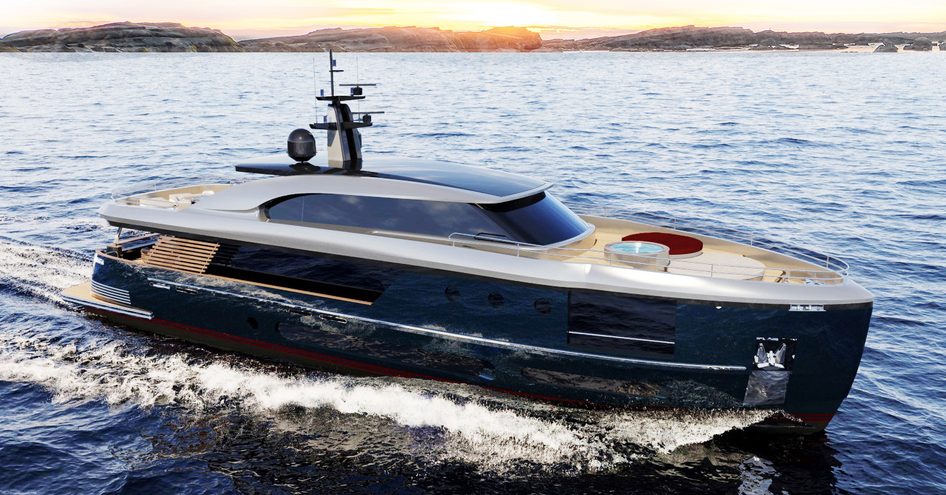 Azimut Magellano 30 Metri underway, surrounded by sea.