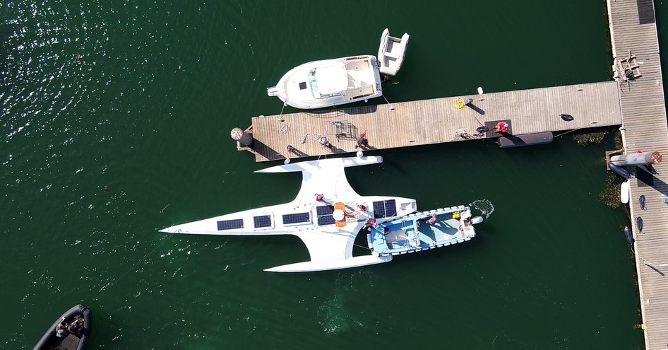 Autonomous Mayflower boat on water