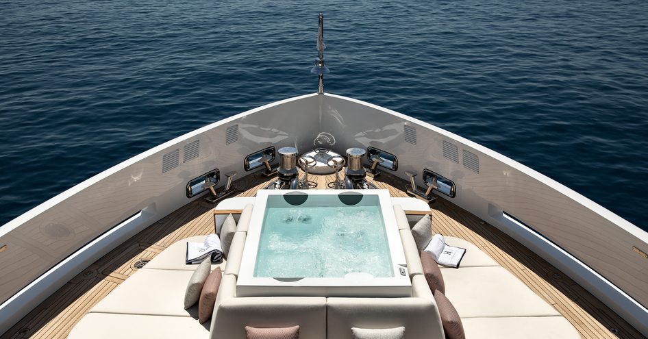 The foredeck jacuzzi onboard NEVER SAY NEVER AGAIN