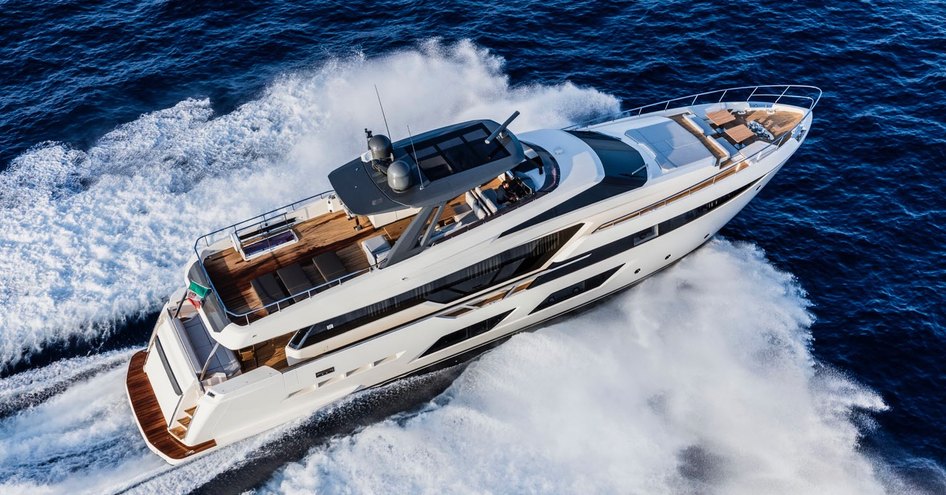 The Ferretti 920 underway