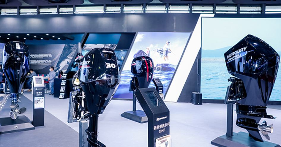 Display of outboard engines at the China (Shanghai) International Boat Show