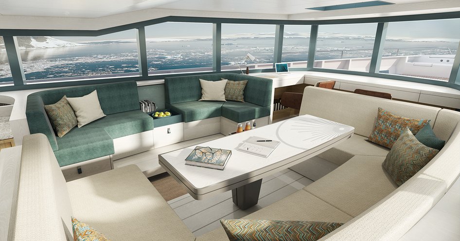 Interior saloon area on Arksen superyacht