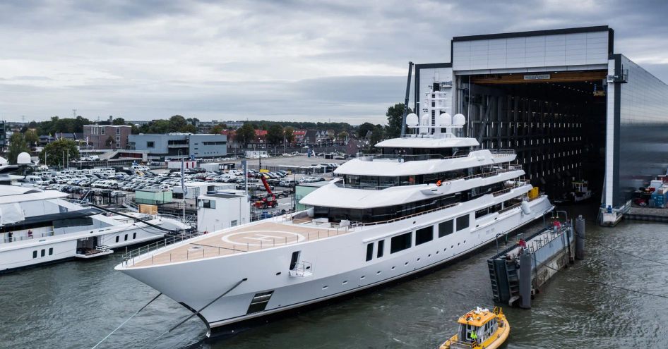 Oceanco superyacht INFINITY at her launch in October