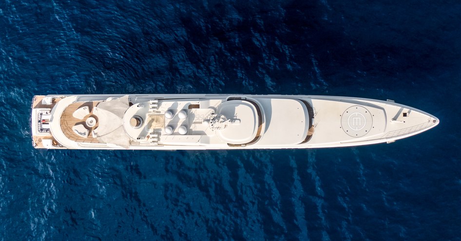 yacht Ecstasea aerial shot