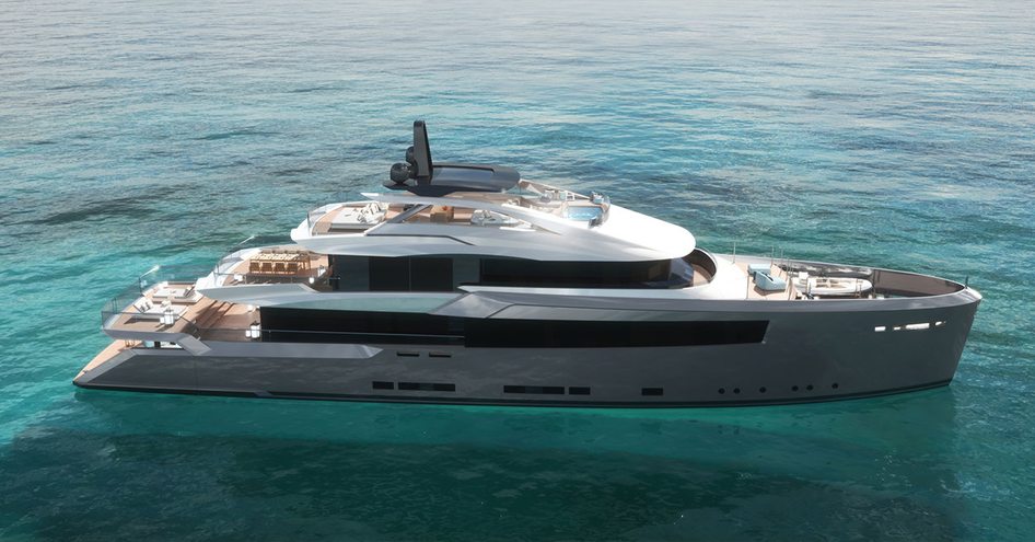 Estrade superyacht on expanse of calm sea