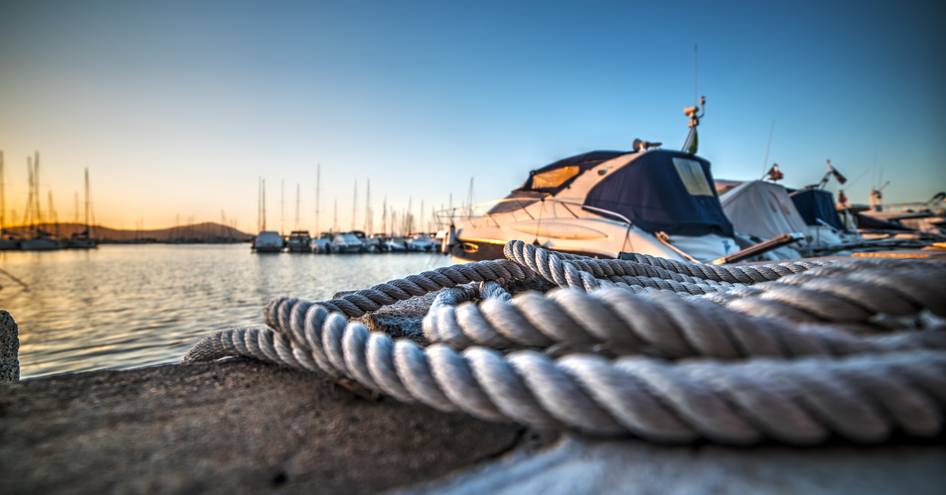 Close up of a rope in Alghero harbor, Sardinia