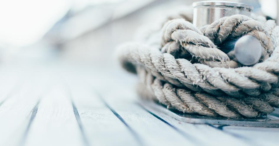 rope on a yacht with wooden details