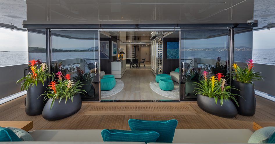 View into main salon on Rosetti superyacht EMOCEAN