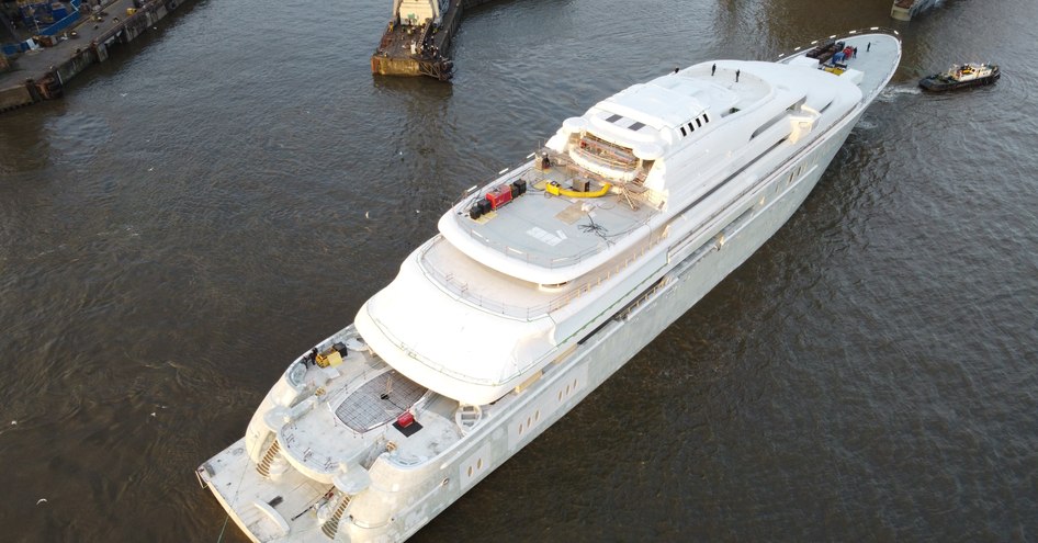 Lurssen 146m superyacht Project Opera being launched in Hamburg