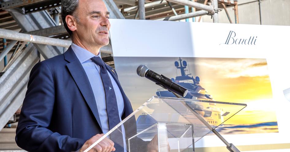 Marco Valle, Azimut Benetti Group CEO,  speaking at the keel laying