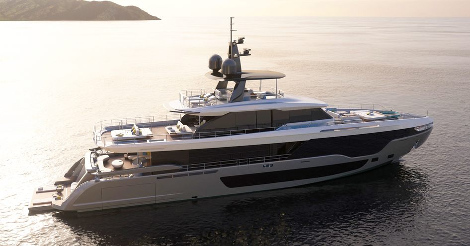 Azimut Grande 36 Metri underway, surrounded by sea.