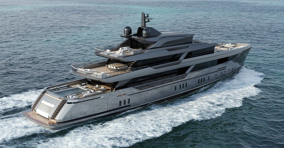 Sanlorenzo 57Steel superyacht on water