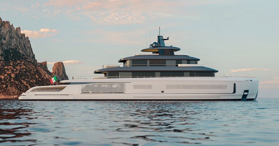 A starboard side view of the Benetti B.Yond 57M at sea