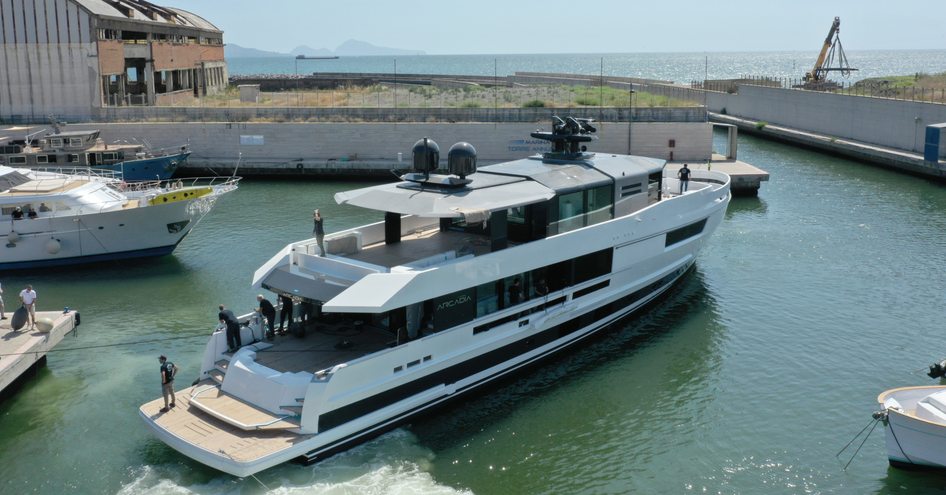 Arcadia A115 in docks at launch