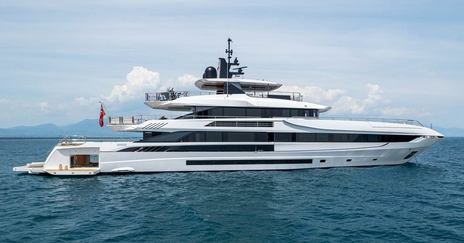 Mangusta Ocean 50 superyacht underway, surrounded by sea.