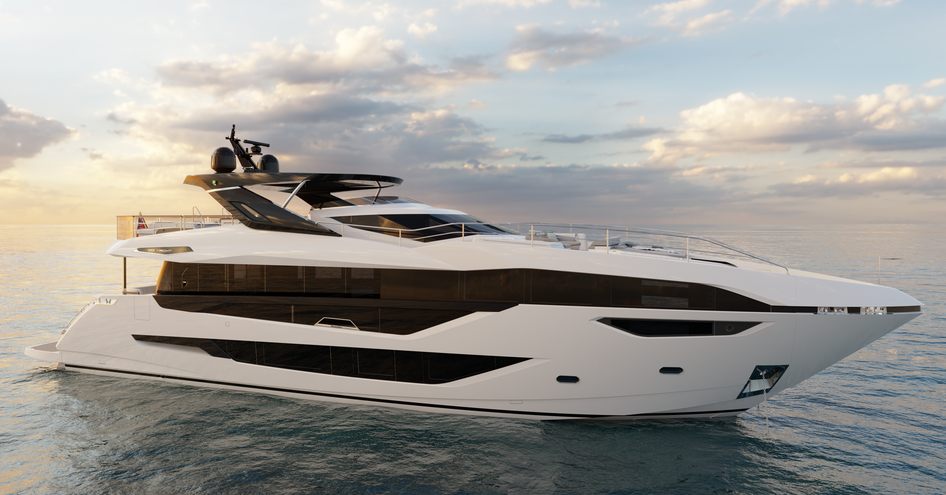 CGI of Sunseeker 100 Yacht on water