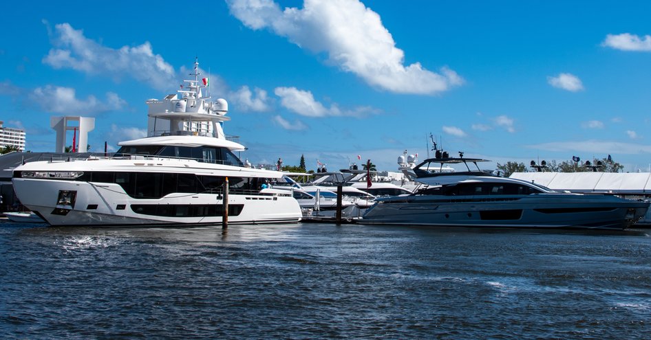 Motor yachts berthed at FLIBS