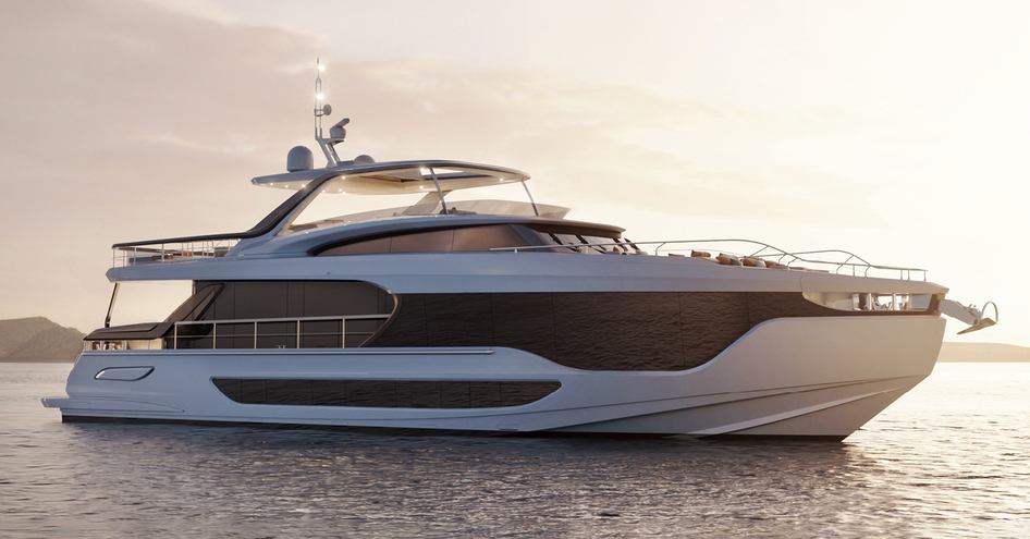 Azimut Grande 26 Metri underway, surrounded by sea.