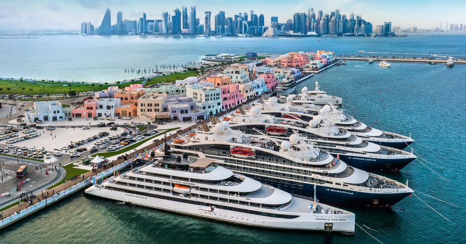 Superyachts berthed in Old Doha Port, Qatar