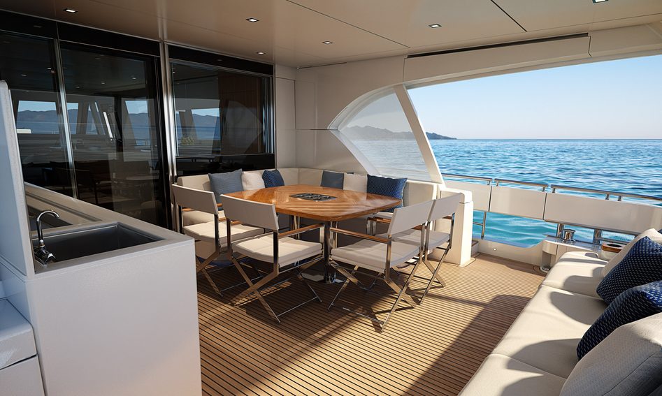 Riviera 78 Motor Yacht Open Bridge Deck, Deck Area