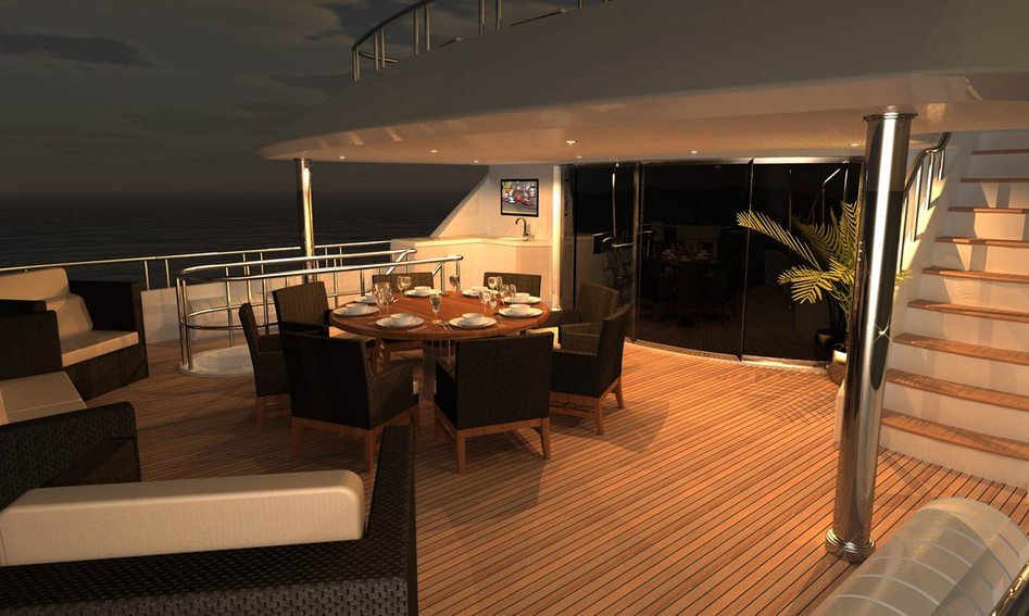 Ocean Alexander 135 Megayacht, Deck Area