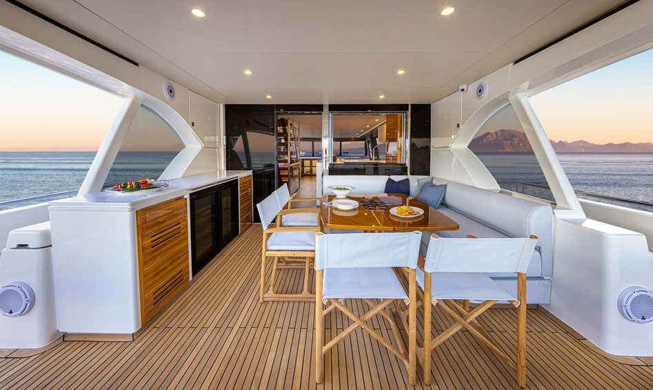 Riviera 78 Motor Yacht Enclosed Bridge Deck, Deck Area