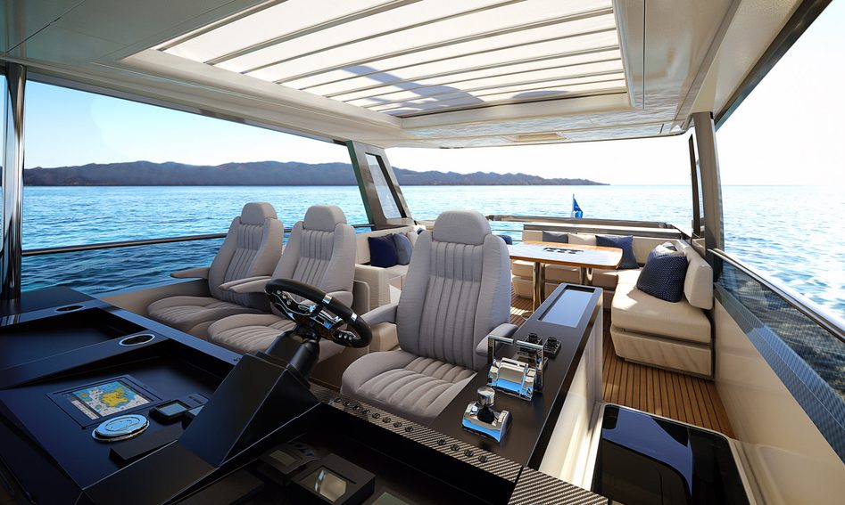 Riviera 78 Motor Yacht Open Bridge Deck, Helm Station