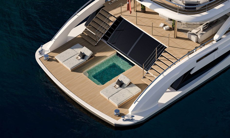Benetti B.Century 55M Three-Deck, Beach Club